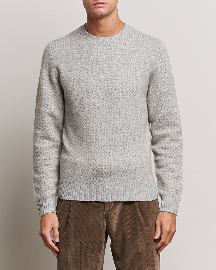 Homme | Pulls Et Tricots | Stenströms | Patterned Yak Merino Crewneck Grey