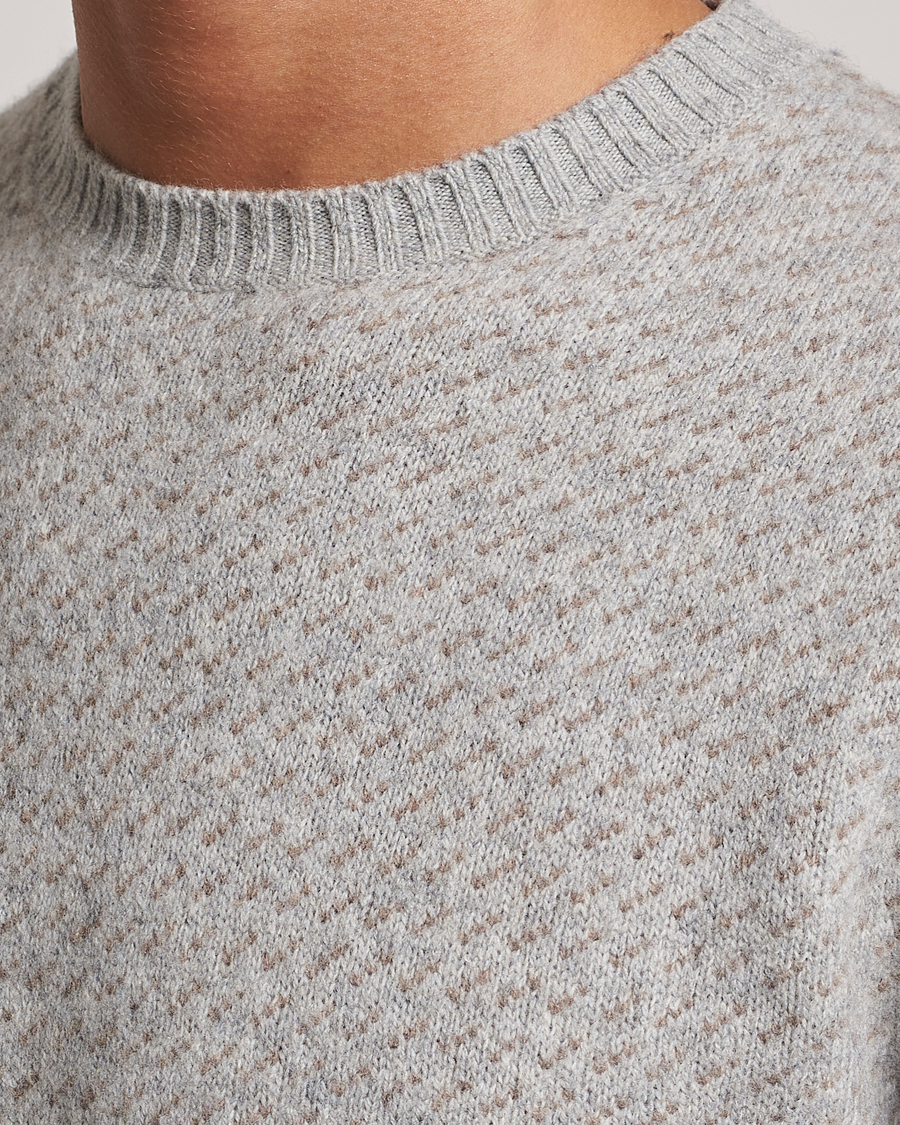 Homme | Pulls Et Tricots | Stenströms | Patterned Yak Merino Crewneck Grey
