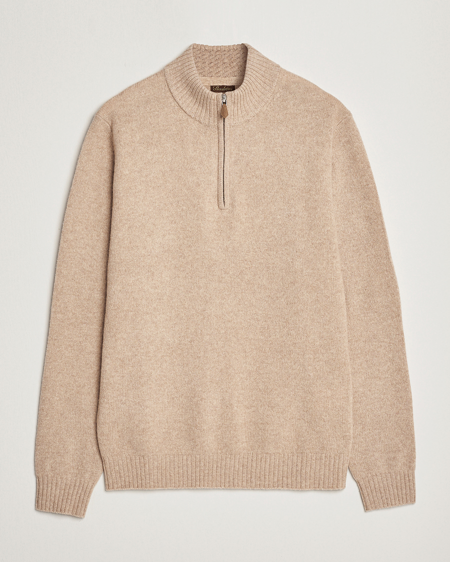Homme | Pulls Et Tricots | Stenströms | Patterned Yak Merino Half-Zip Beige