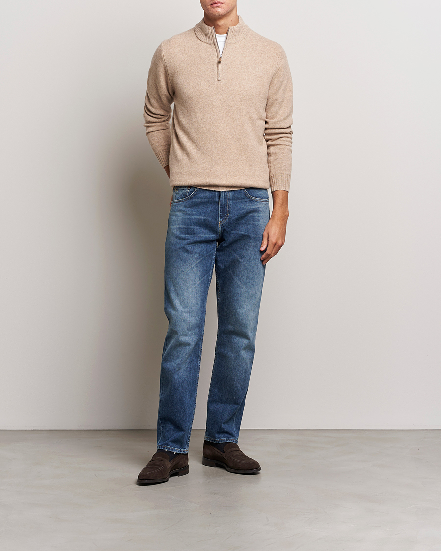 Homme | Pulls Et Tricots | Stenströms | Patterned Yak Merino Half-Zip Beige