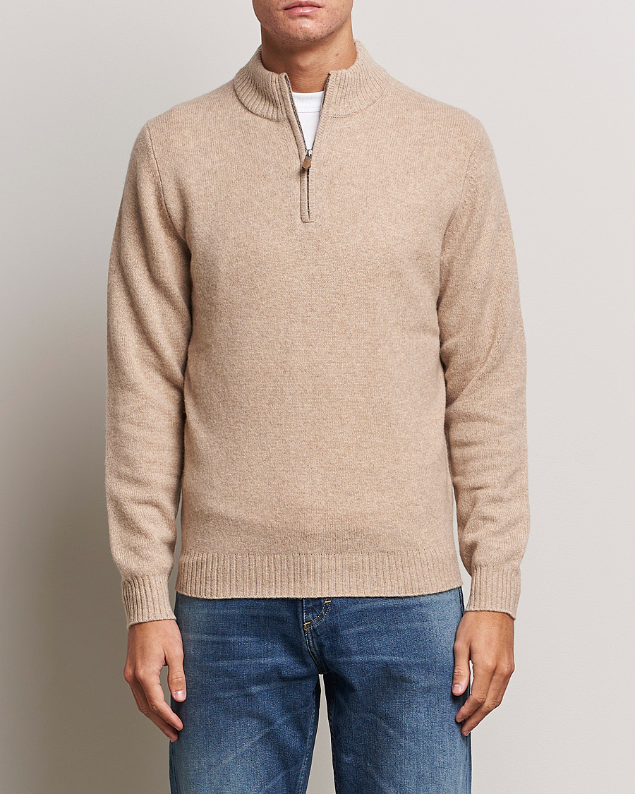 Homme | Pulls Et Tricots | Stenströms | Patterned Yak Merino Half-Zip Beige