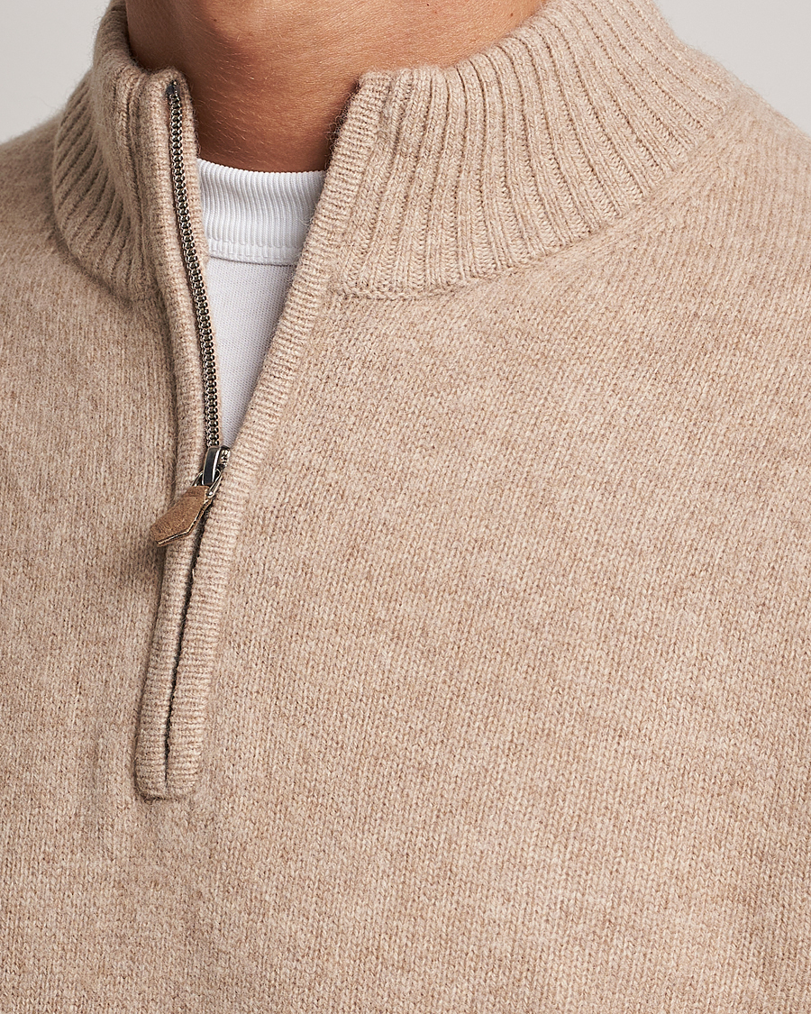 Homme | Pulls Et Tricots | Stenströms | Patterned Yak Merino Half-Zip Beige