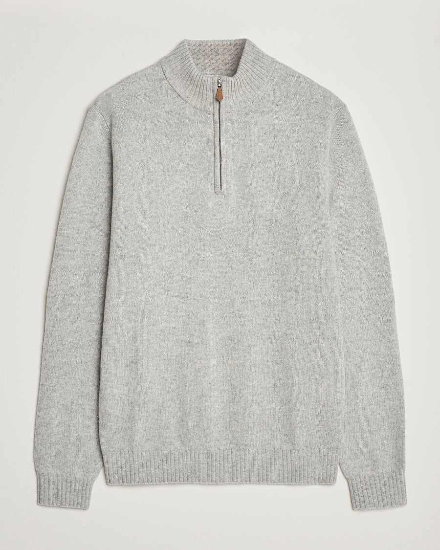 Homme | Pulls Et Tricots | Stenströms | Patterned Yak Merino Half-Zip Grey