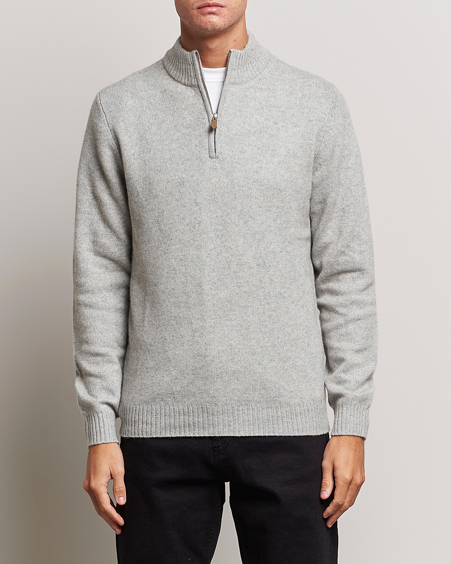 Homme | Pulls Et Tricots | Stenströms | Patterned Yak Merino Half-Zip Grey