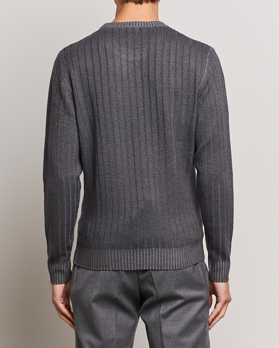 Homme | Pulls Et Tricots | Stenströms | Garment Dyed Ribbed Merino Wool Crewneck Grey