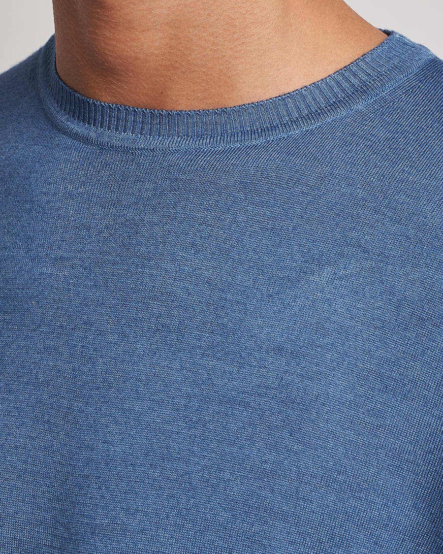 Homme | Pulls Et Tricots | Stenströms | Garment Dyed Merino Wool Crewneck Blue