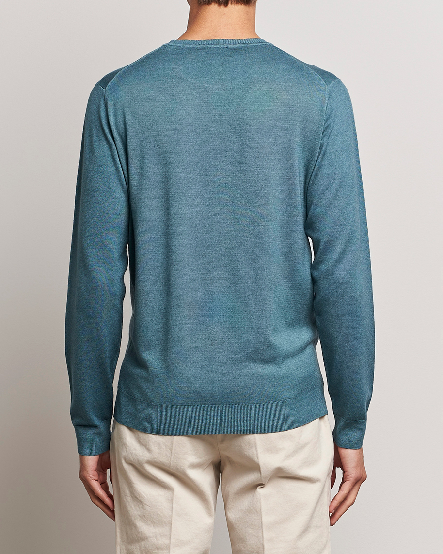 Homme | Pulls Et Tricots | Stenströms | Garment Dyed Merino Wool Crewneck Petrol