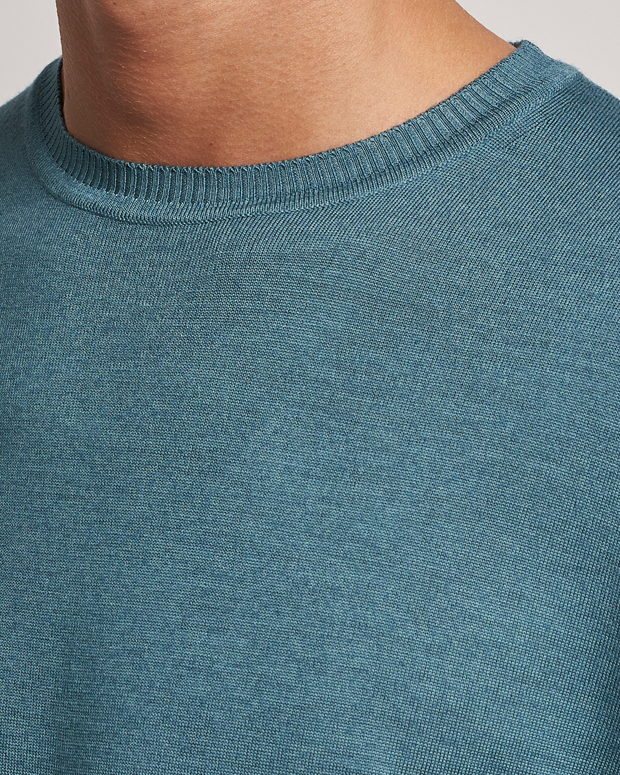 Homme | Pulls Et Tricots | Stenströms | Garment Dyed Merino Wool Crewneck Petrol