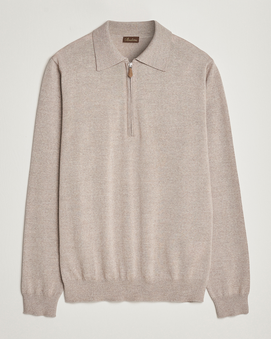 Homme | Pulls Et Tricots | Stenströms | Merino Wool Zip Polo Beige