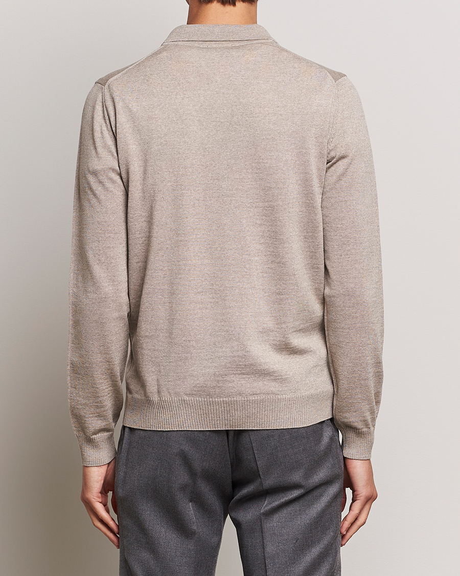 Homme | Pulls Et Tricots | Stenströms | Merino Wool Zip Polo Beige