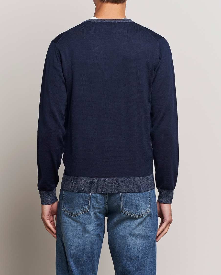 Homme | Pulls Et Tricots | Stenströms | Merino Wool Contrast Cardigan Navy