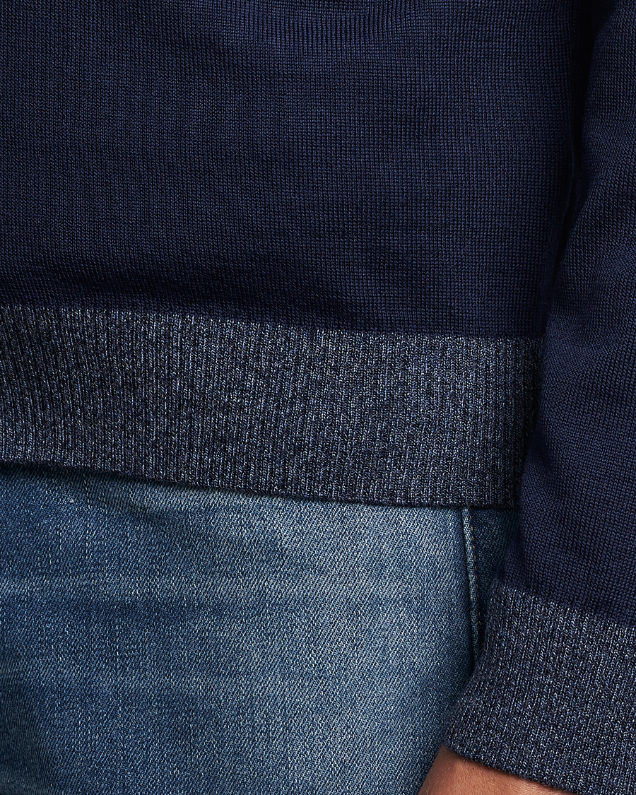 Homme | Pulls Et Tricots | Stenströms | Merino Wool Contrast Cardigan Navy