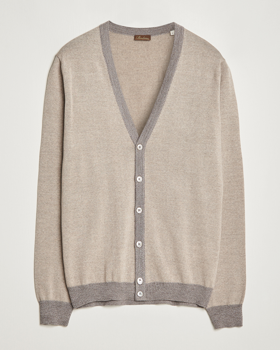 Homme | Pulls Et Tricots | Stenströms | Merino Wool Contrast Cardigan Beige