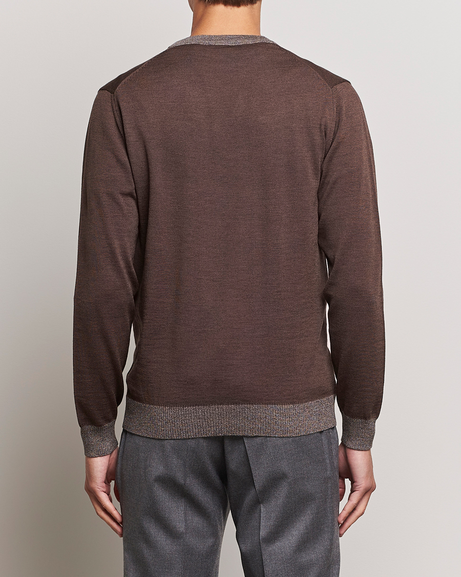 Homme | Pulls Et Tricots | Stenströms | Merino Wool Contrast Cardigan Brown