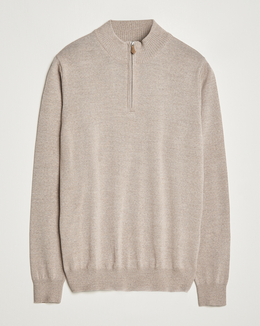 Homme | Pulls Et Tricots | Stenströms | Merino Half Zip Beige