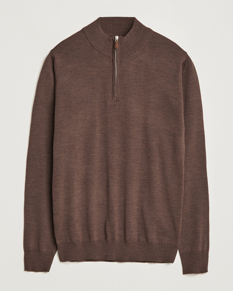 Homme | Pulls Et Tricots | Stenströms | Merino Half Zip Brown