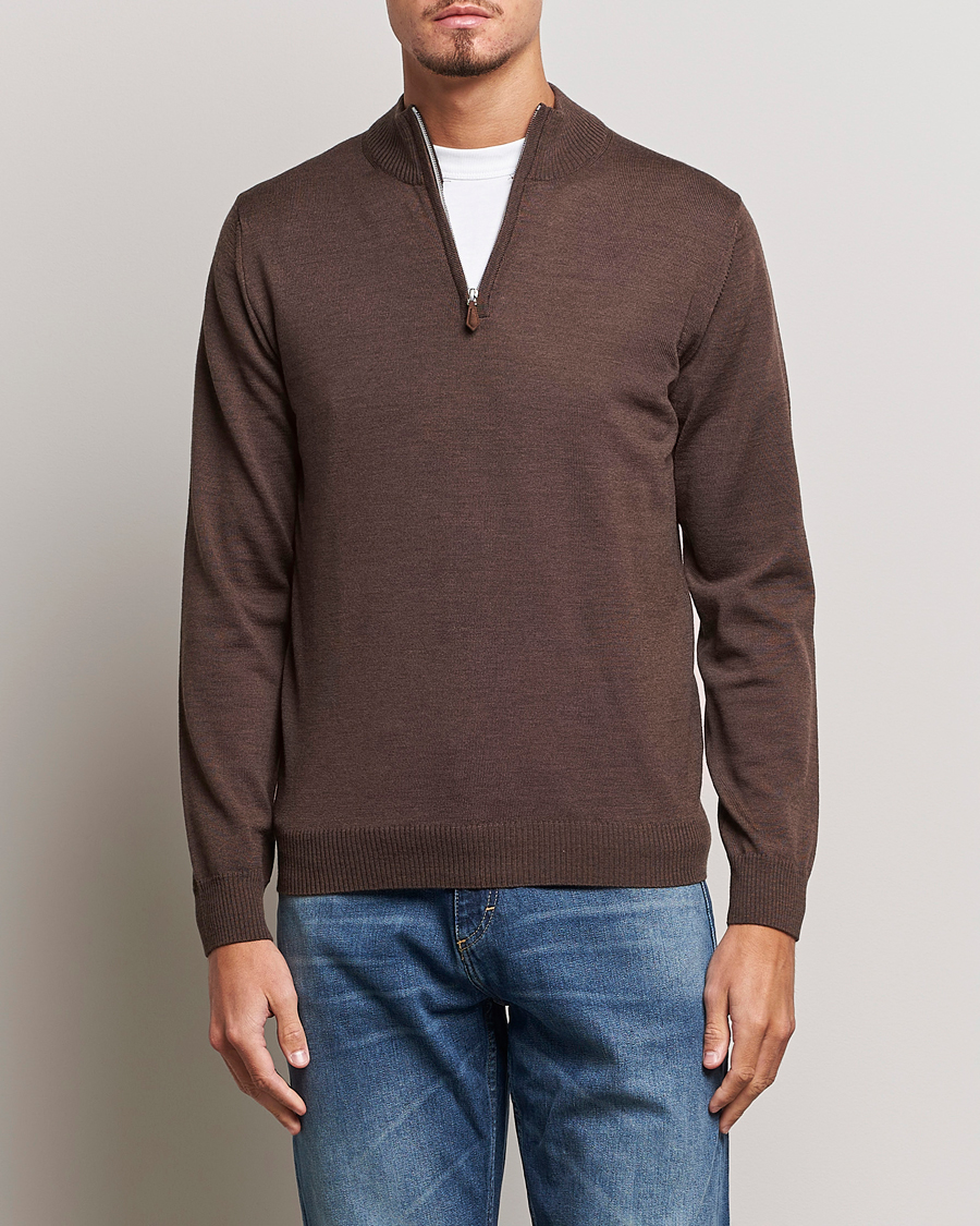 Homme | Pulls Et Tricots | Stenströms | Merino Half Zip Brown