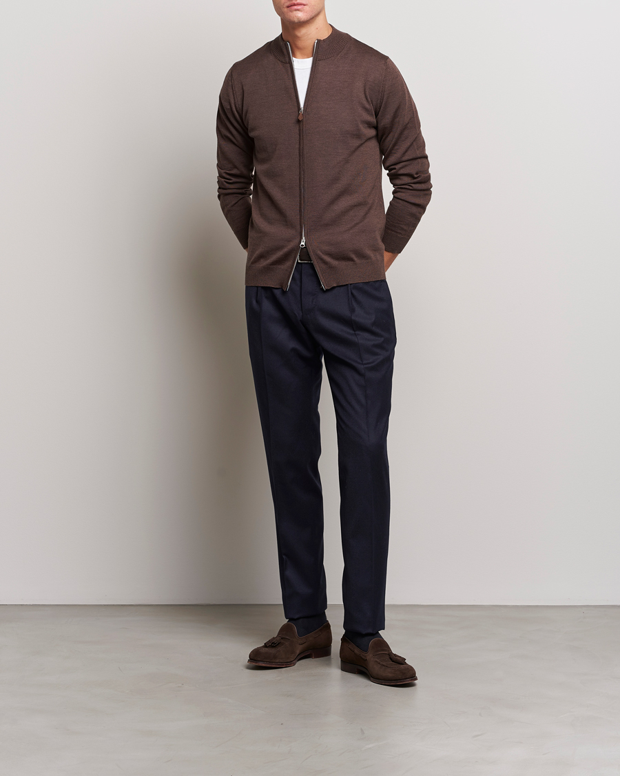 Homme | Pulls Et Tricots | Stenströms | Merino Full Zip Brown