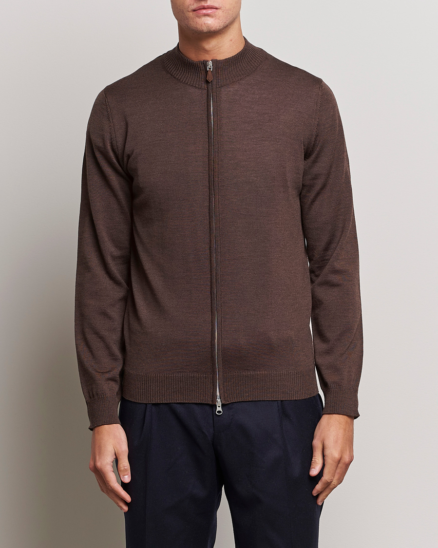 Homme | Pulls Et Tricots | Stenströms | Merino Full Zip Brown