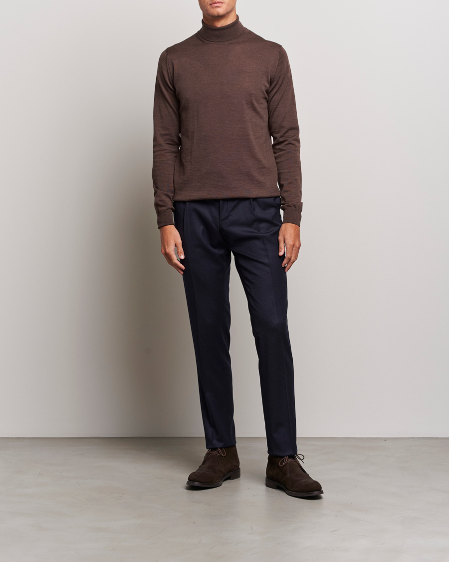 Homme | Pulls Et Tricots | Stenströms | Fine Merino Rollneck Brown