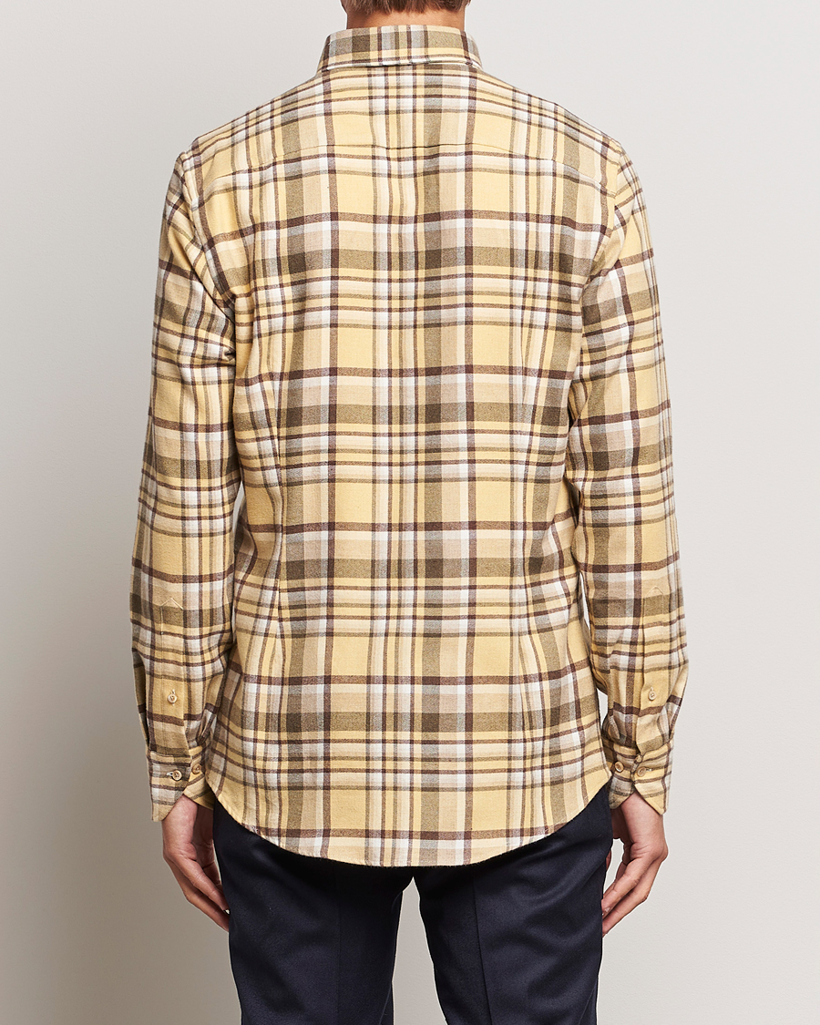 Homme | Chemises | Stenströms | Slimline Checked Button Down Flannel Shirt Yellow