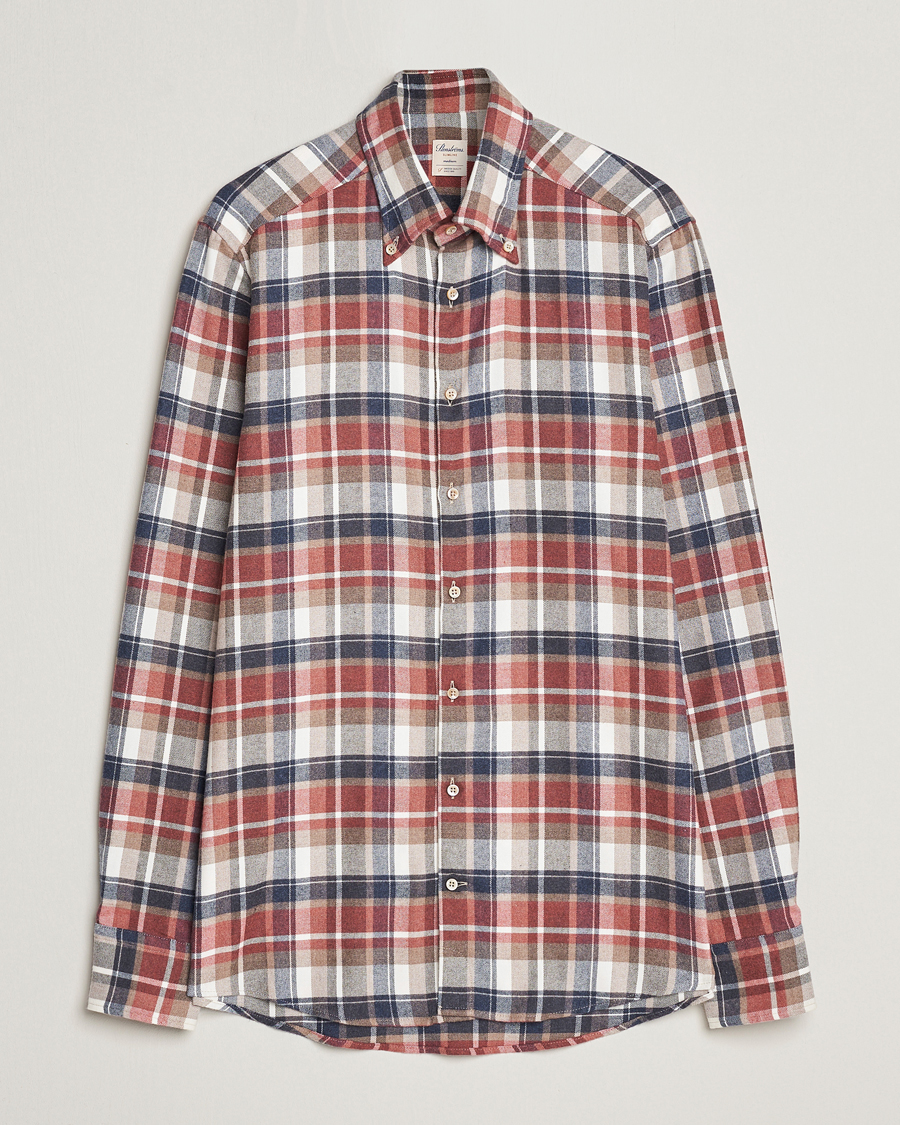 Homme | Chemises | Stenströms | Slimline Checked Button Down Flannel Shirt Red