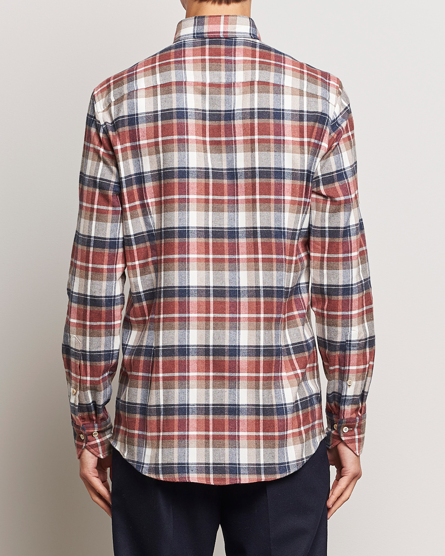 Homme | Chemises | Stenströms | Slimline Checked Button Down Flannel Shirt Red