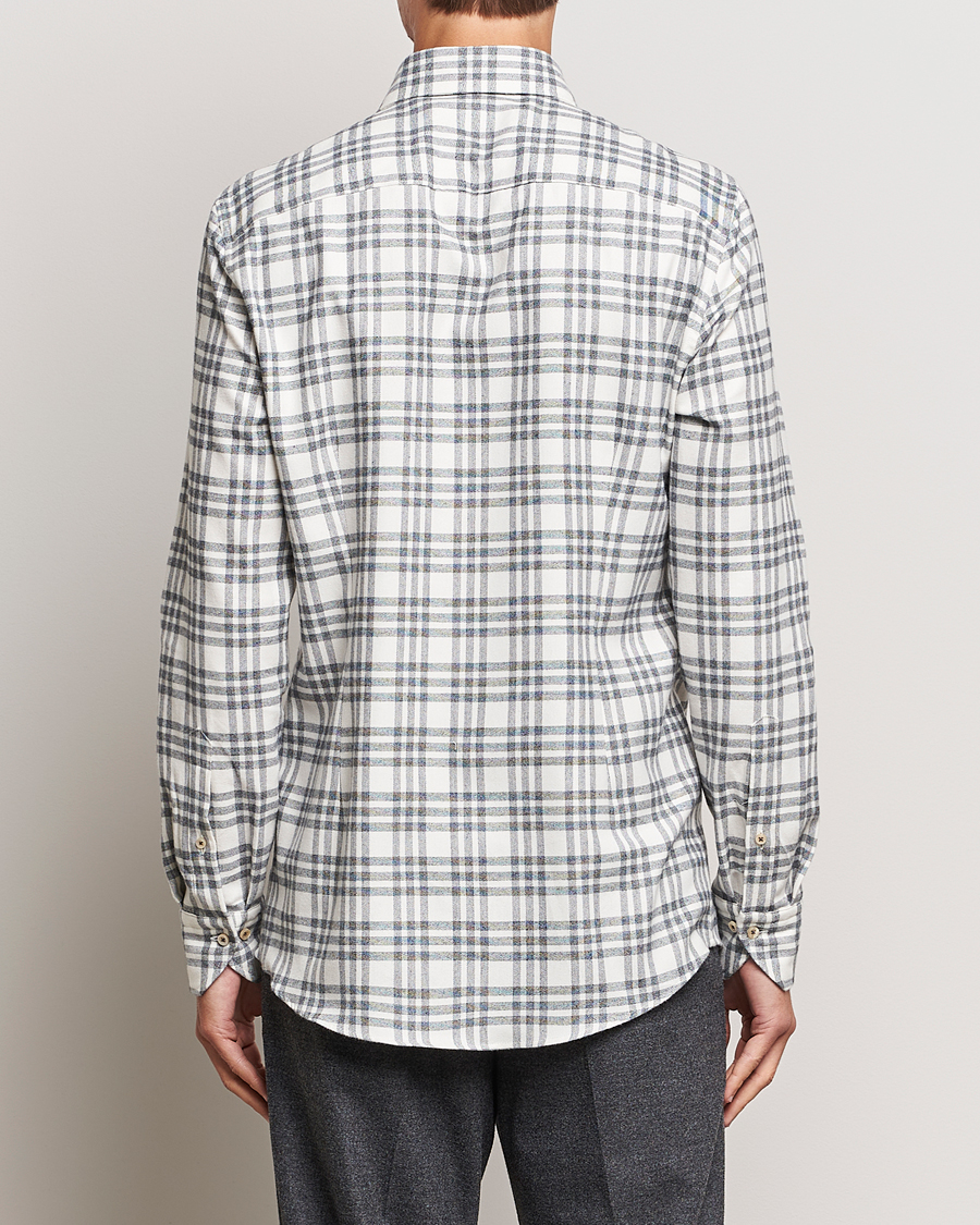 Homme | Chemises | Stenströms | Slimline Checked Cut Away Flannel Shirt White/Black
