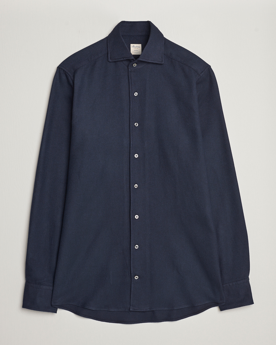 Homme | Chemises | Stenströms | Slimline Micro Structure Flannel Shirt Navy