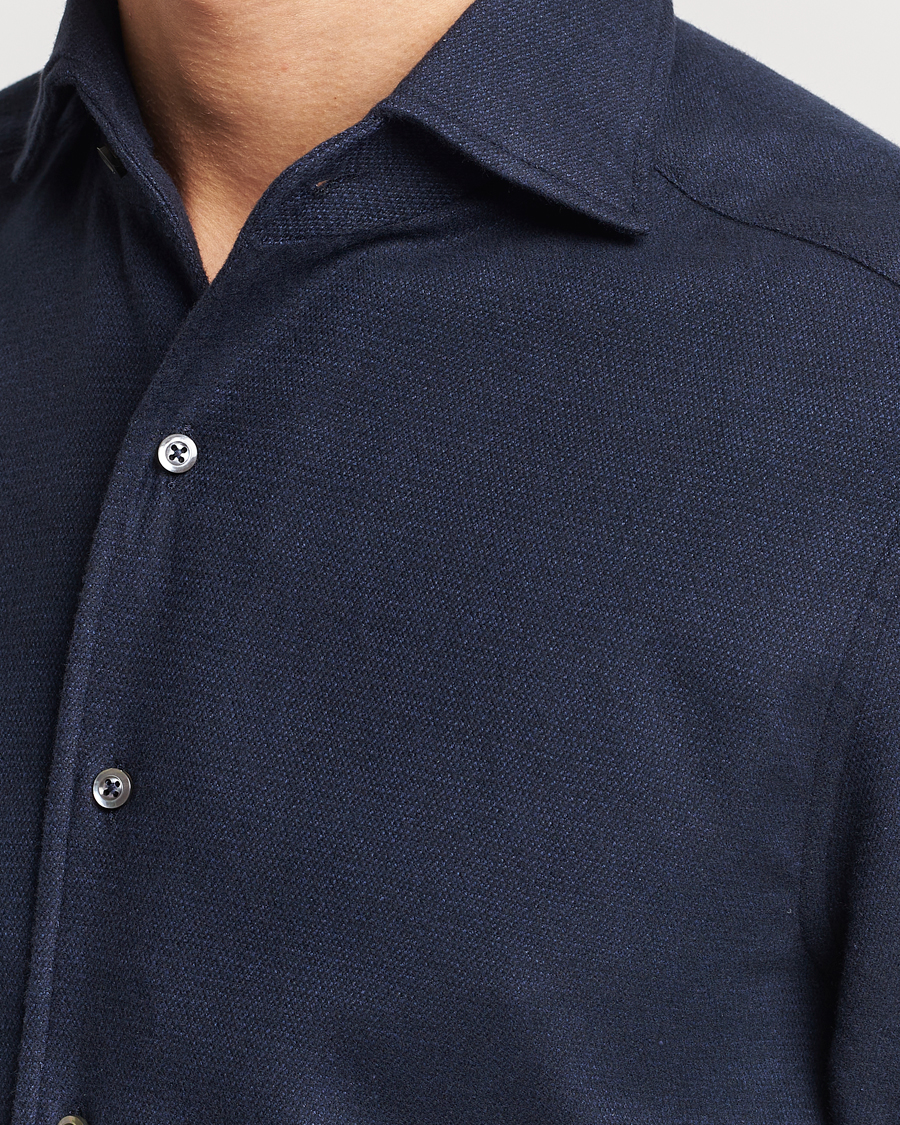 Homme | Chemises | Stenströms | Slimline Micro Structure Flannel Shirt Navy