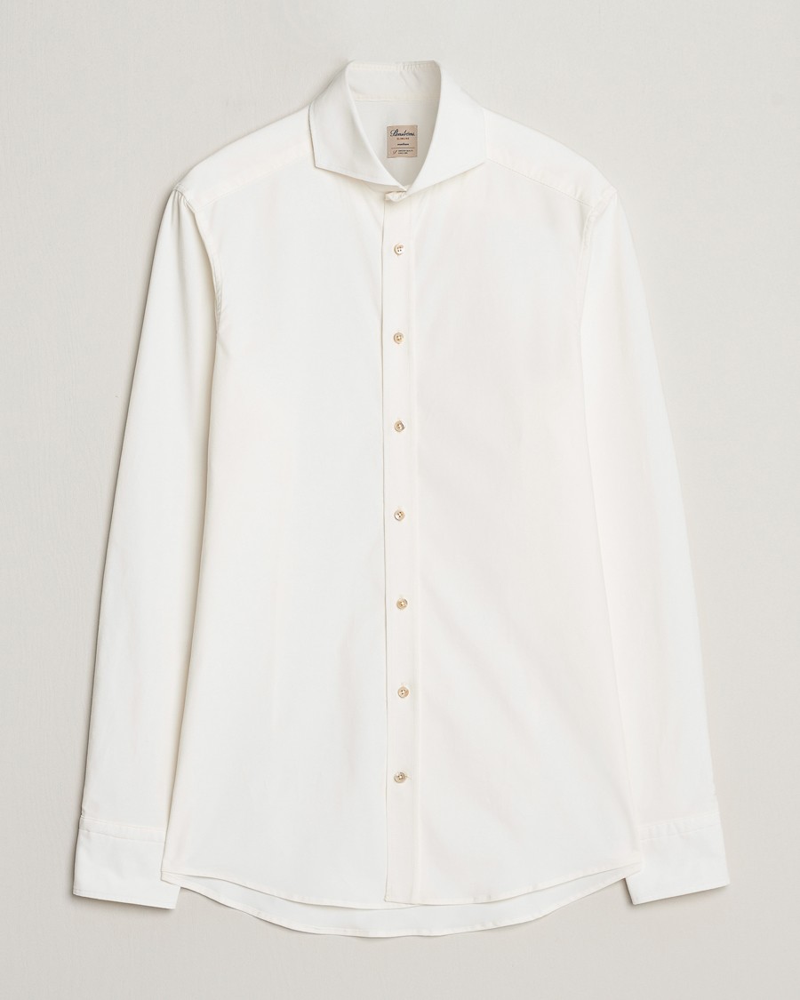 Homme | Chemises | Stenströms | Slimline Cut Away Corduroy Shirt White