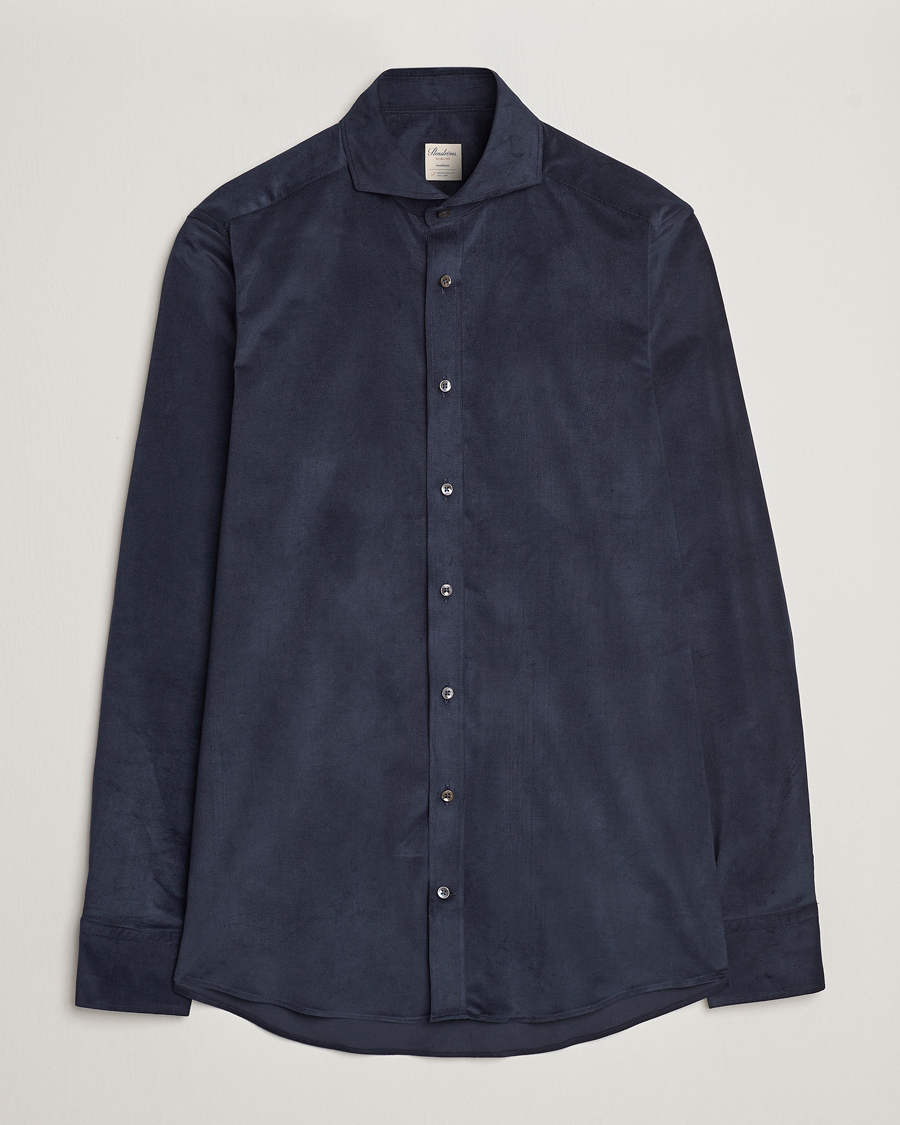 Homme | Chemises | Stenströms | Slimline Cut Away Corduroy Shirt Navy