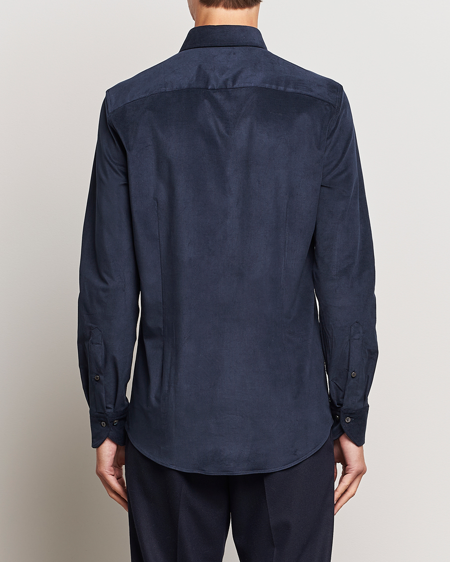 Homme | Chemises | Stenströms | Slimline Cut Away Corduroy Shirt Navy