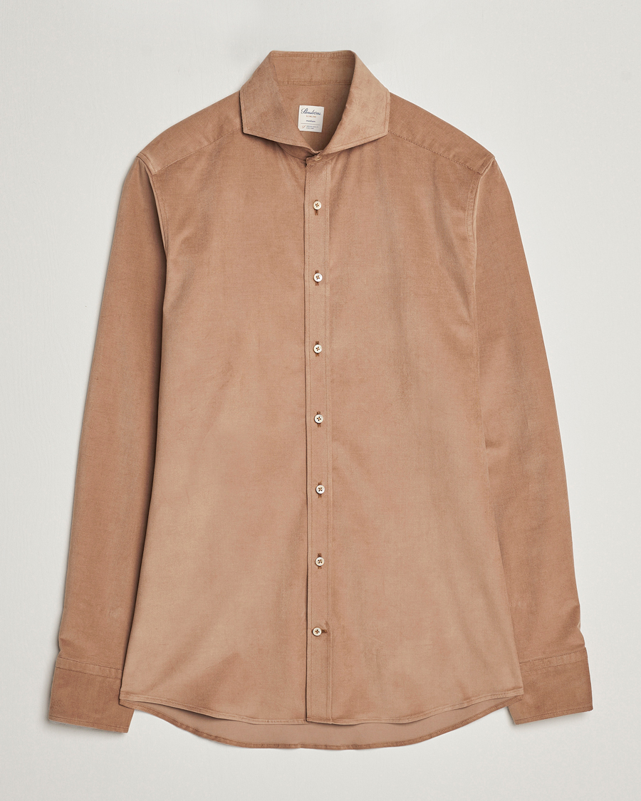 Homme | Chemises | Stenströms | Slimline Cut Away Corduroy Shirt Camel