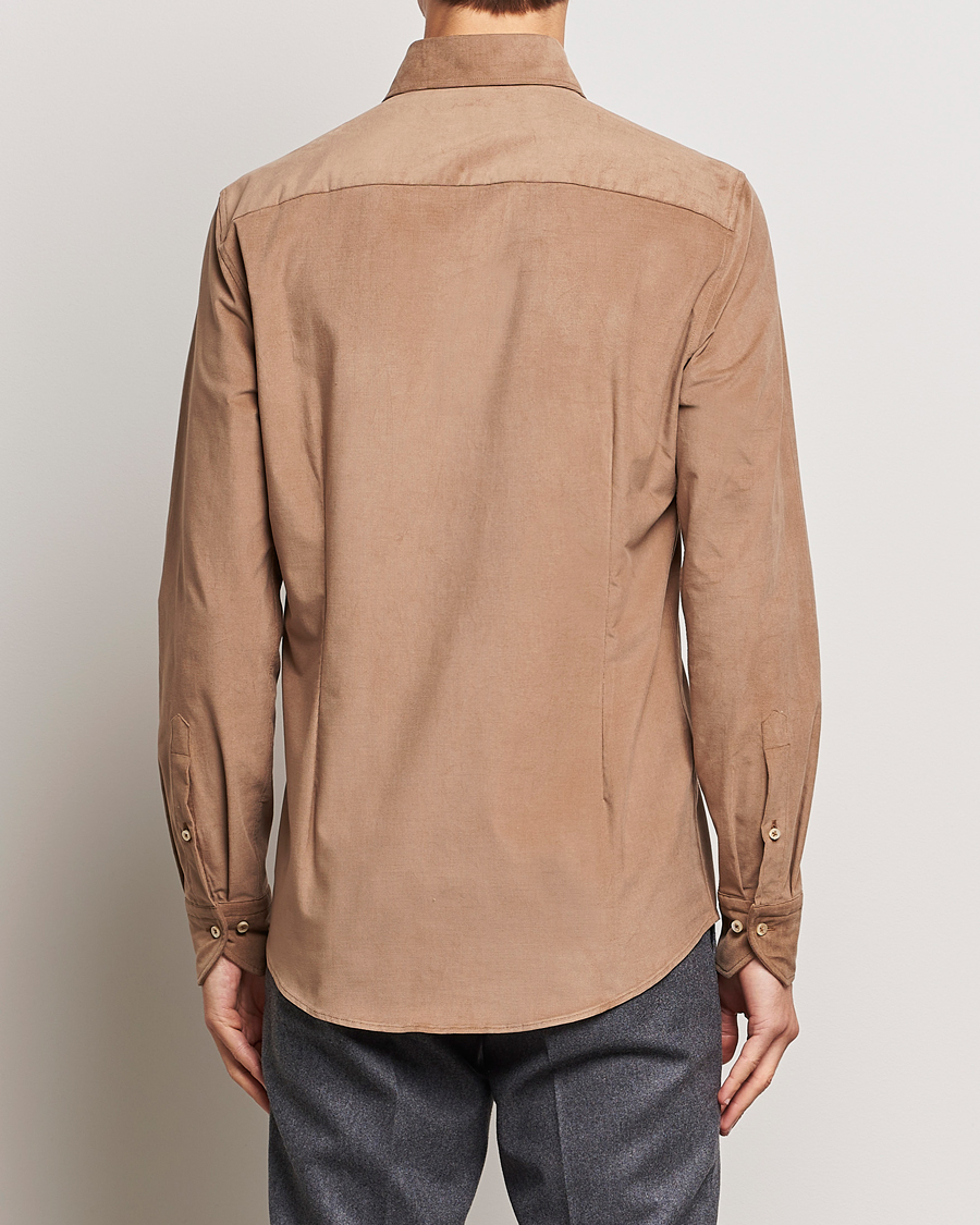 Homme | Chemises | Stenströms | Slimline Cut Away Corduroy Shirt Camel