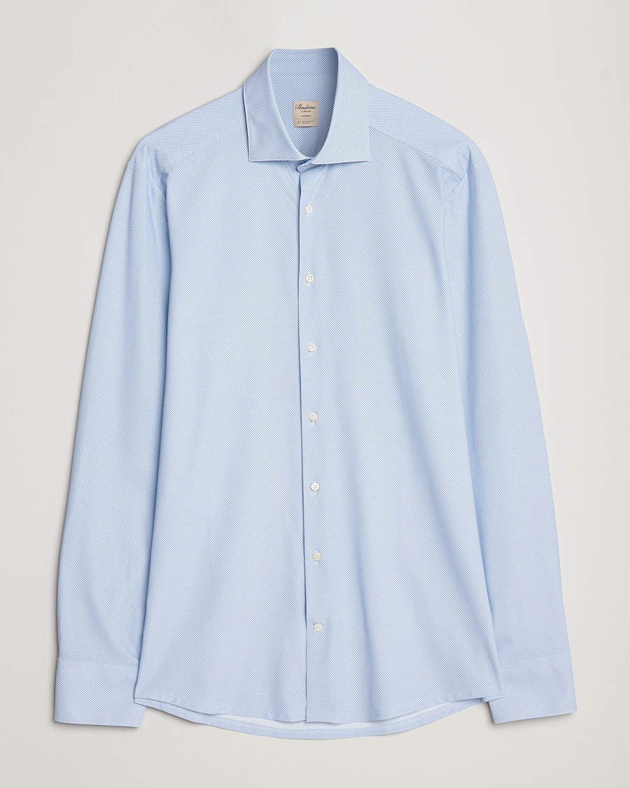 Homme | Chemises | Stenströms | Slimline 4-Way Stretch Cut Away Shirt Light Blue