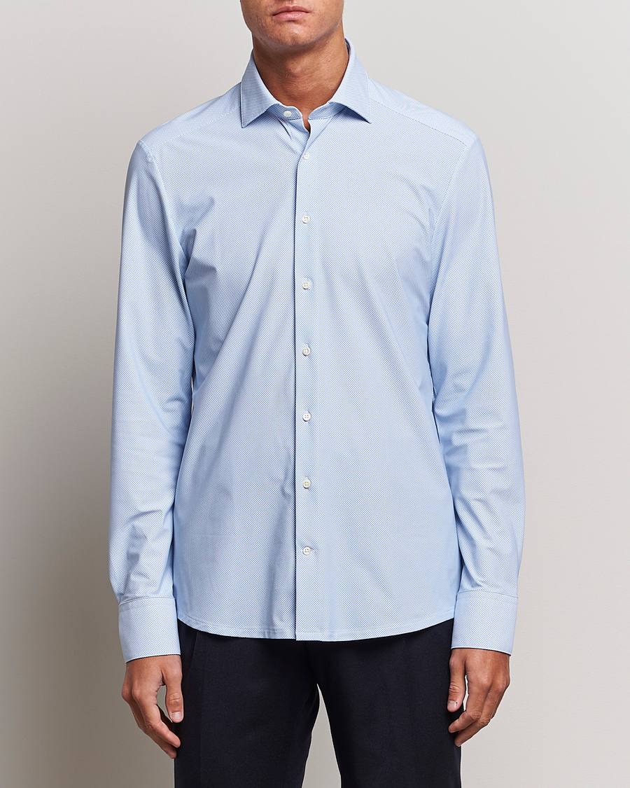 Homme | Chemises | Stenströms | Slimline 4-Way Stretch Cut Away Shirt Light Blue