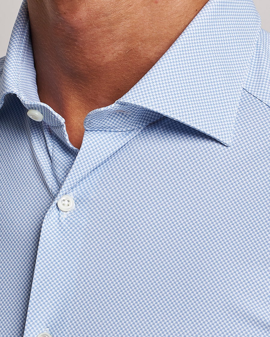 Homme | Chemises | Stenströms | Slimline 4-Way Stretch Cut Away Shirt Light Blue