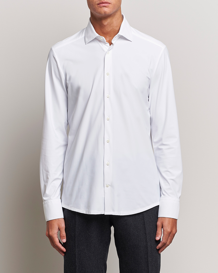 Homme | Chemises Décontractées | Stenströms | Slimline Cut Away 4-Way Stretch Shirt White