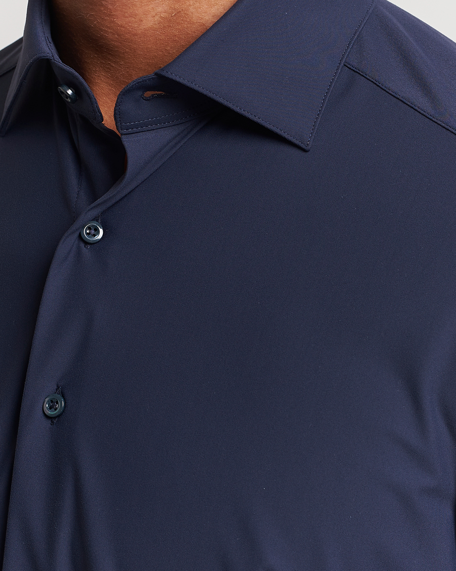 Homme | Chemises | Stenströms | Slimline Cut Away 4-Way Stretch Shirt Navy