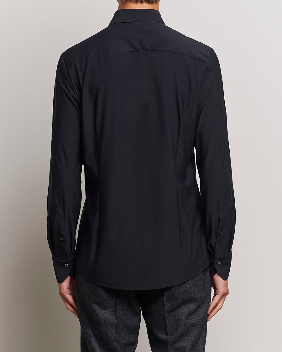 Homme | Chemises | Stenströms | Slimline Cut Away 4-Way Stretch Shirt Black