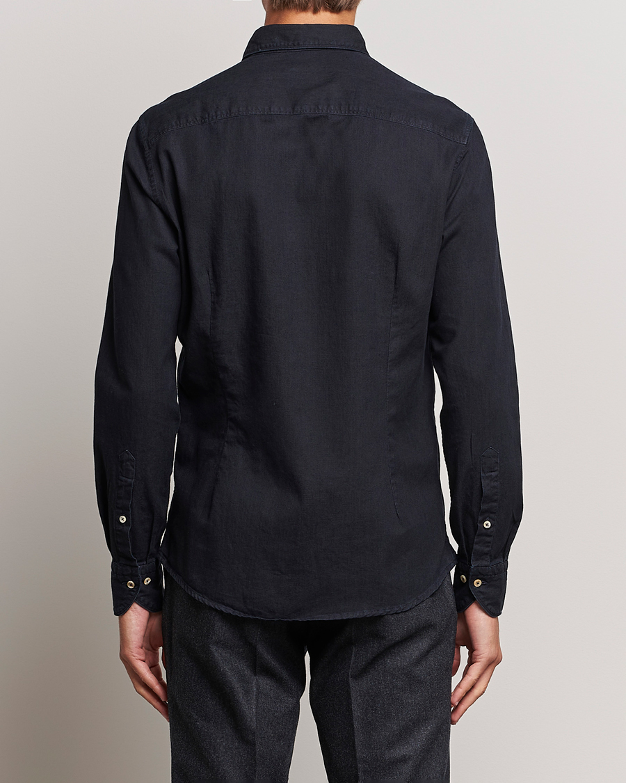 Homme | Chemises | Stenströms | Slimline Cut Away Overdyed Denim Shirt Dark Blue