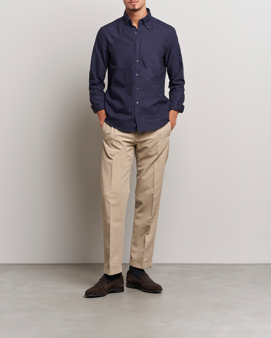 Homme | Chemises | Stenströms | Slimline Oxford Shirt Navy
