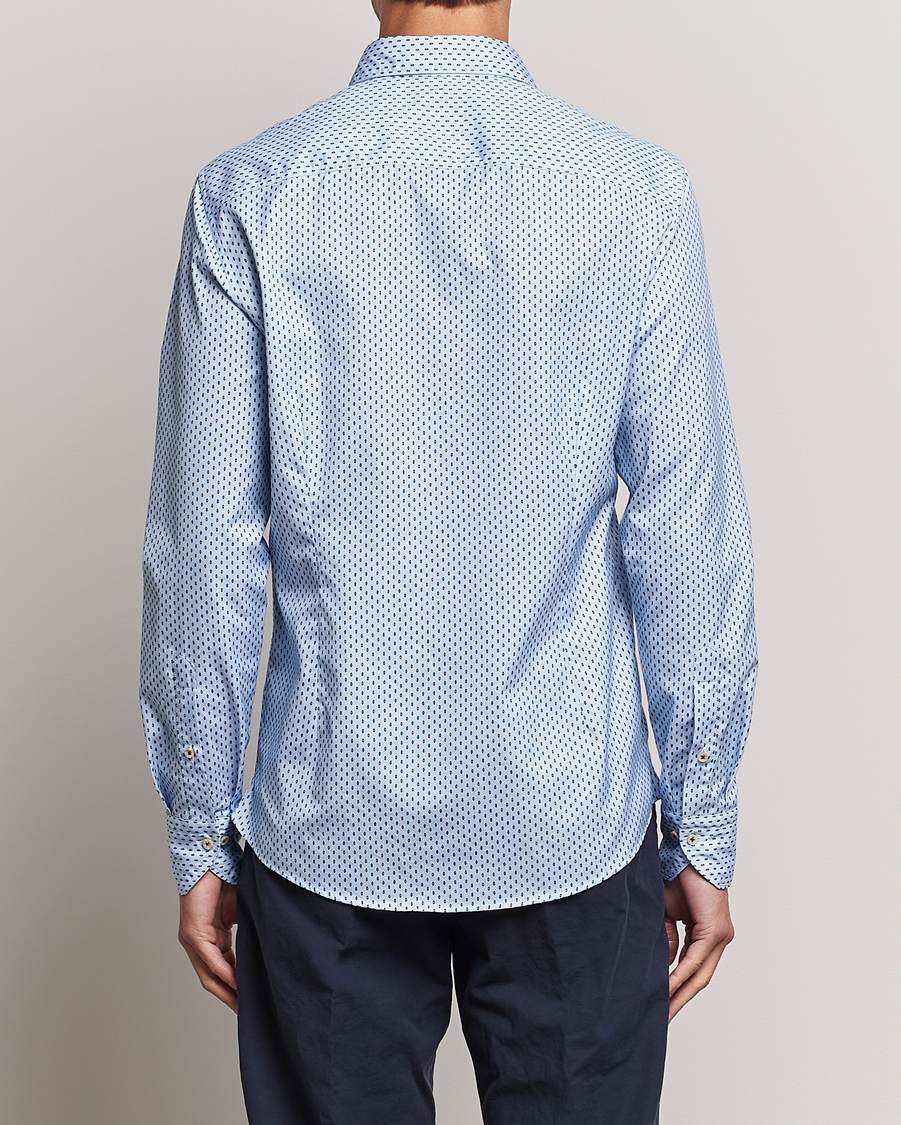 Homme | Chemises | Stenströms | Slimline Printed Cut Away Shirt Light Blue