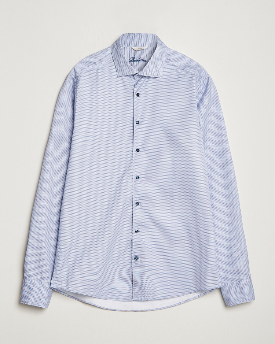Homme | Chemises | Stenströms | Slimline Micro Print Cut Away Shirt Blue