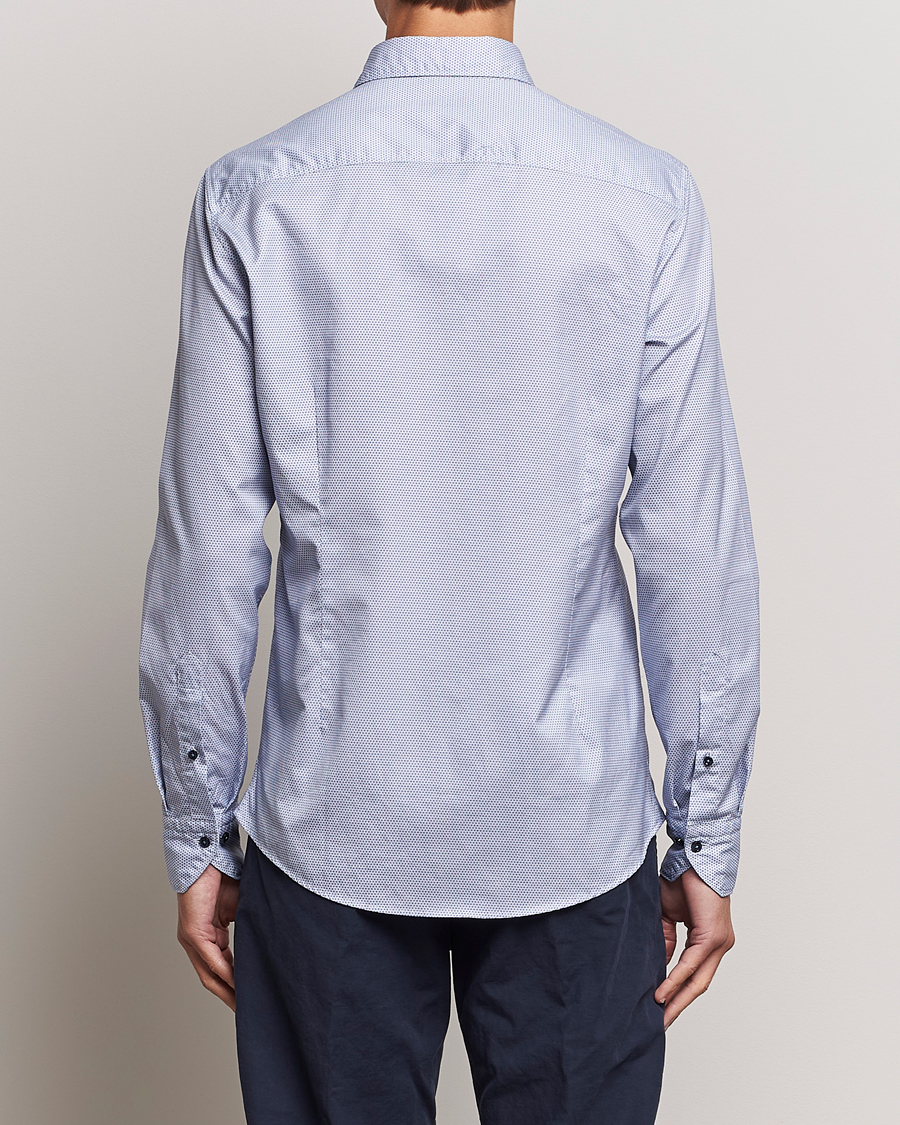 Homme | Chemises | Stenströms | Slimline Micro Print Cut Away Shirt Blue