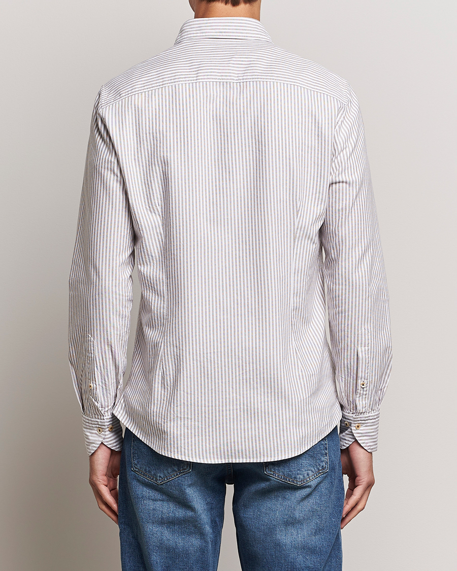 Homme | Chemises | Stenströms | Slimline Striped Cut Away Oxford Shirt Brown