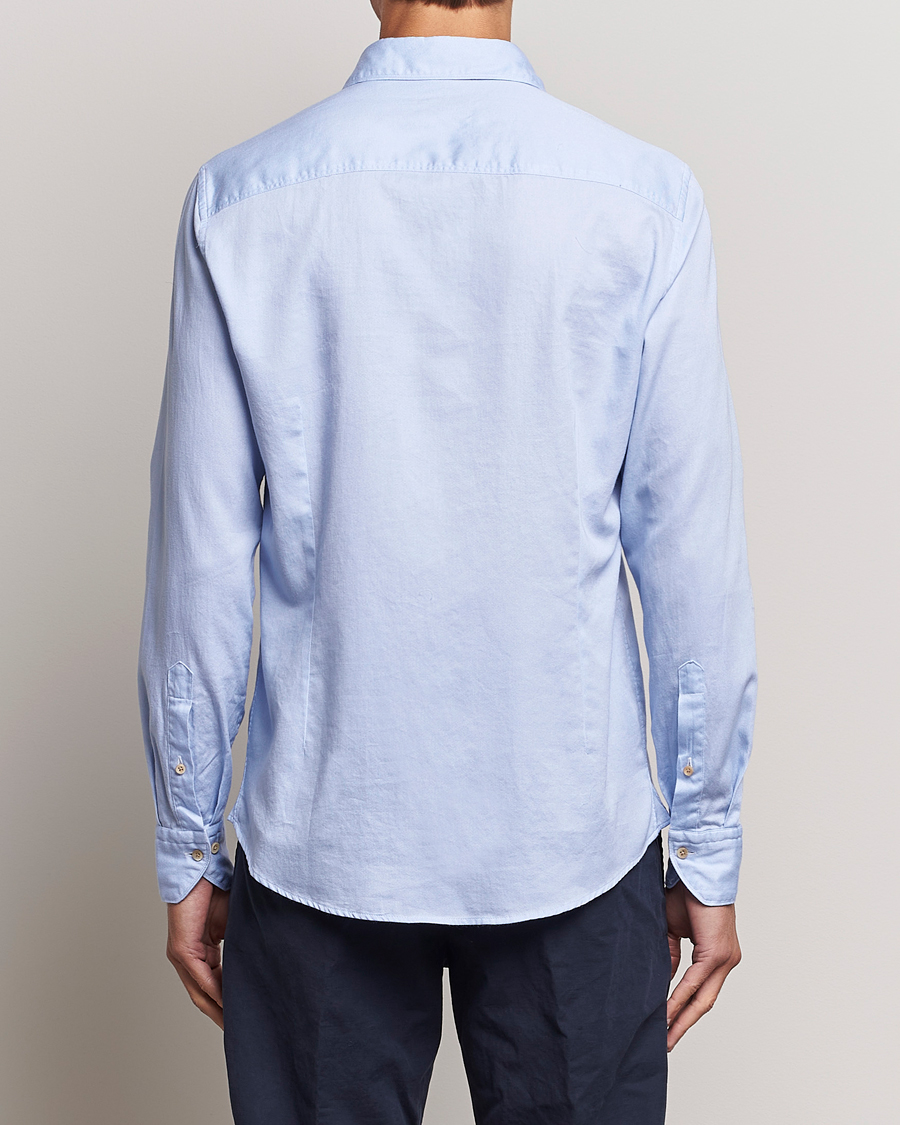 Homme | Chemises | Stenströms | Slimline Printed Oxford Washed Cut Away Shirt Light Blue