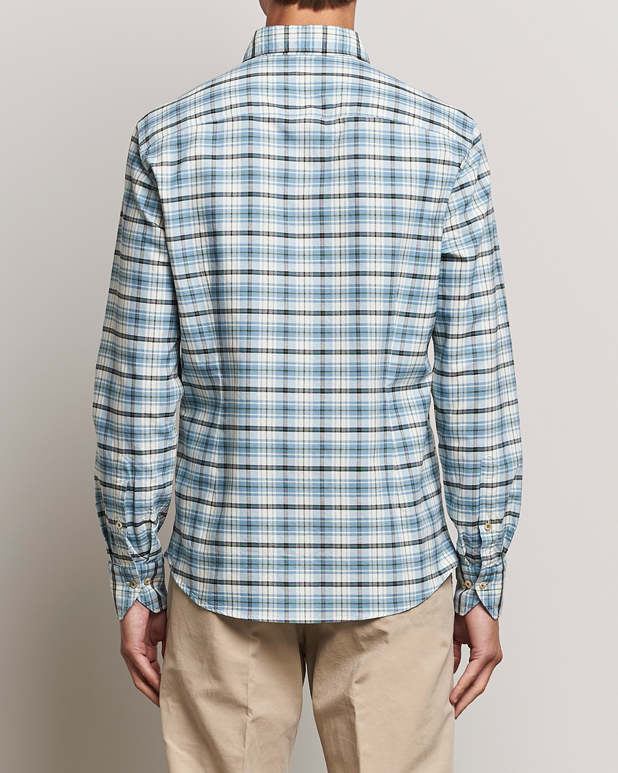 Homme | Chemises | Stenströms | Slimline Checked Oxford Cut Away Shirt Light Blue