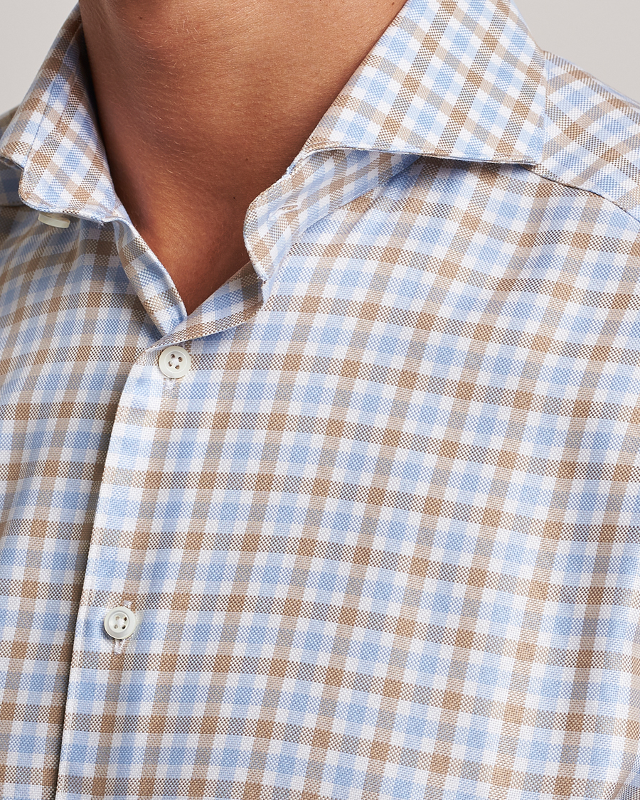 Homme | Chemises | Stenströms | Slimline Checked Royal Oxford Shirt Beige/Blue